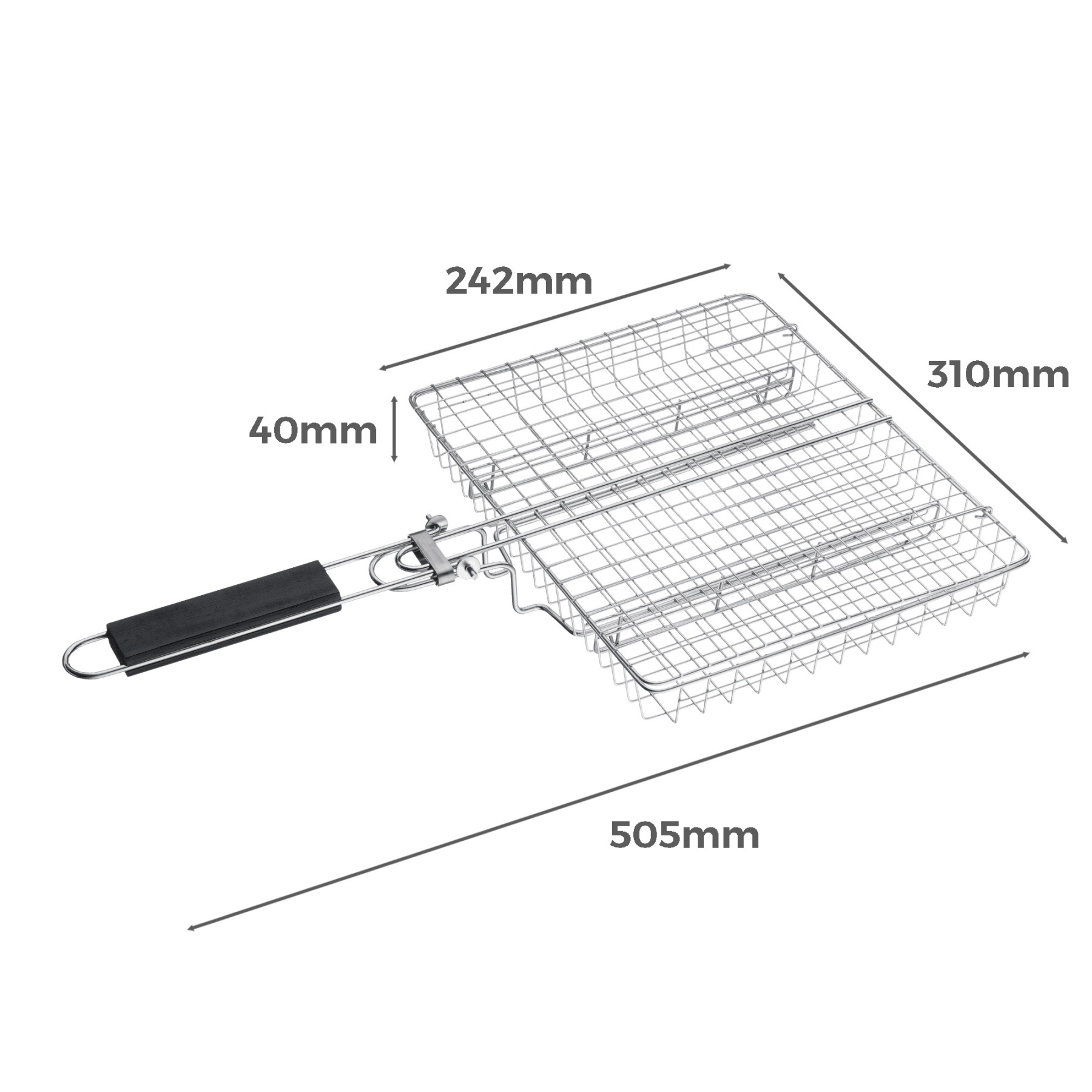 Rectangular Stainless Steel Grill Basket Outdoor Camping Portable BBQ Wire Mesh Rack Net Clamp 