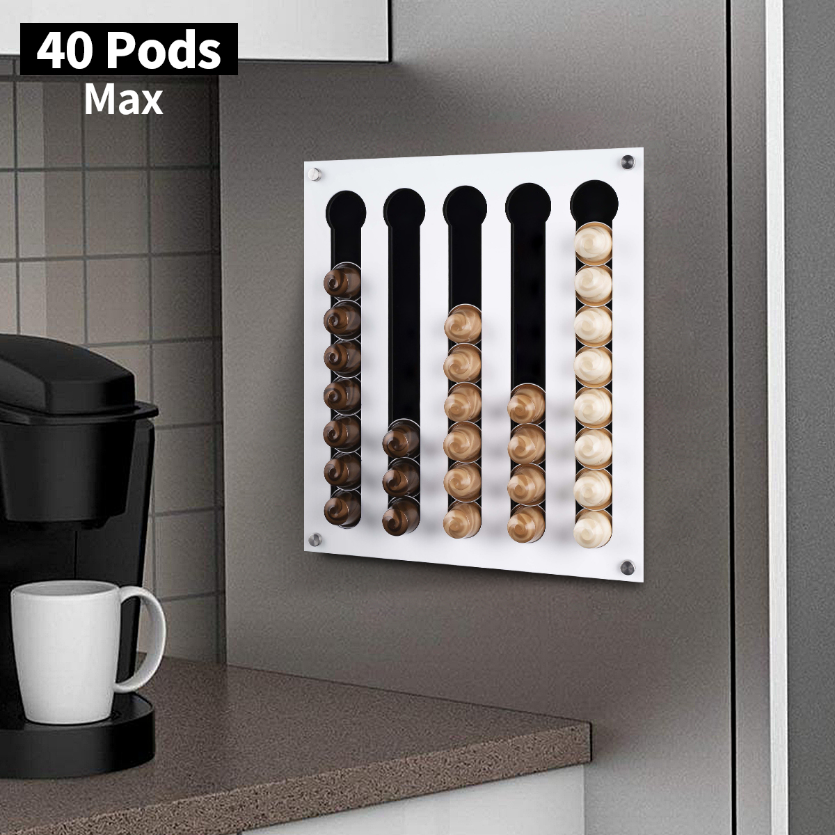 35-40 Pods Coffee Capsules Holder Storage Wall Rack Organizer Dispenser Acrylic