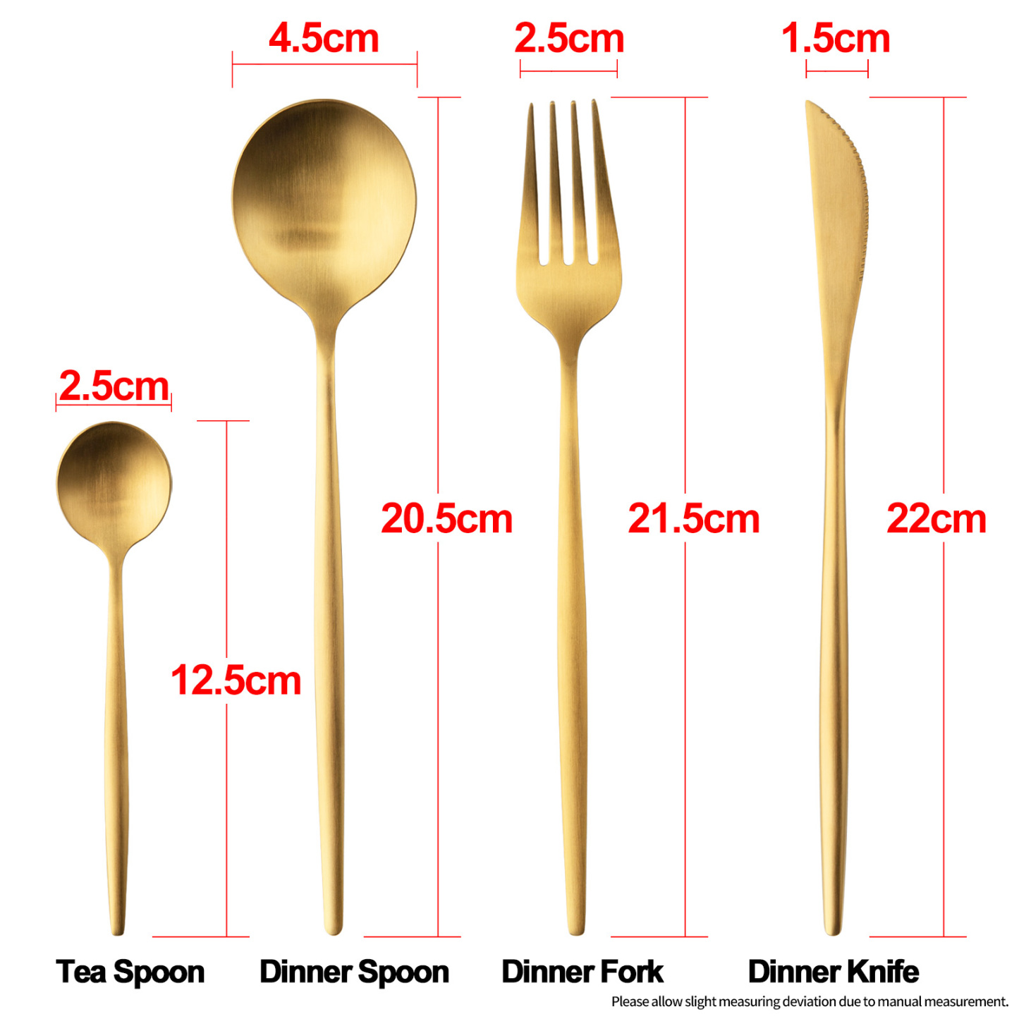 Stainless Steel Knife Fork Spoon Dinnerware Kitchen Cutlery Set 24Pcs -Gold