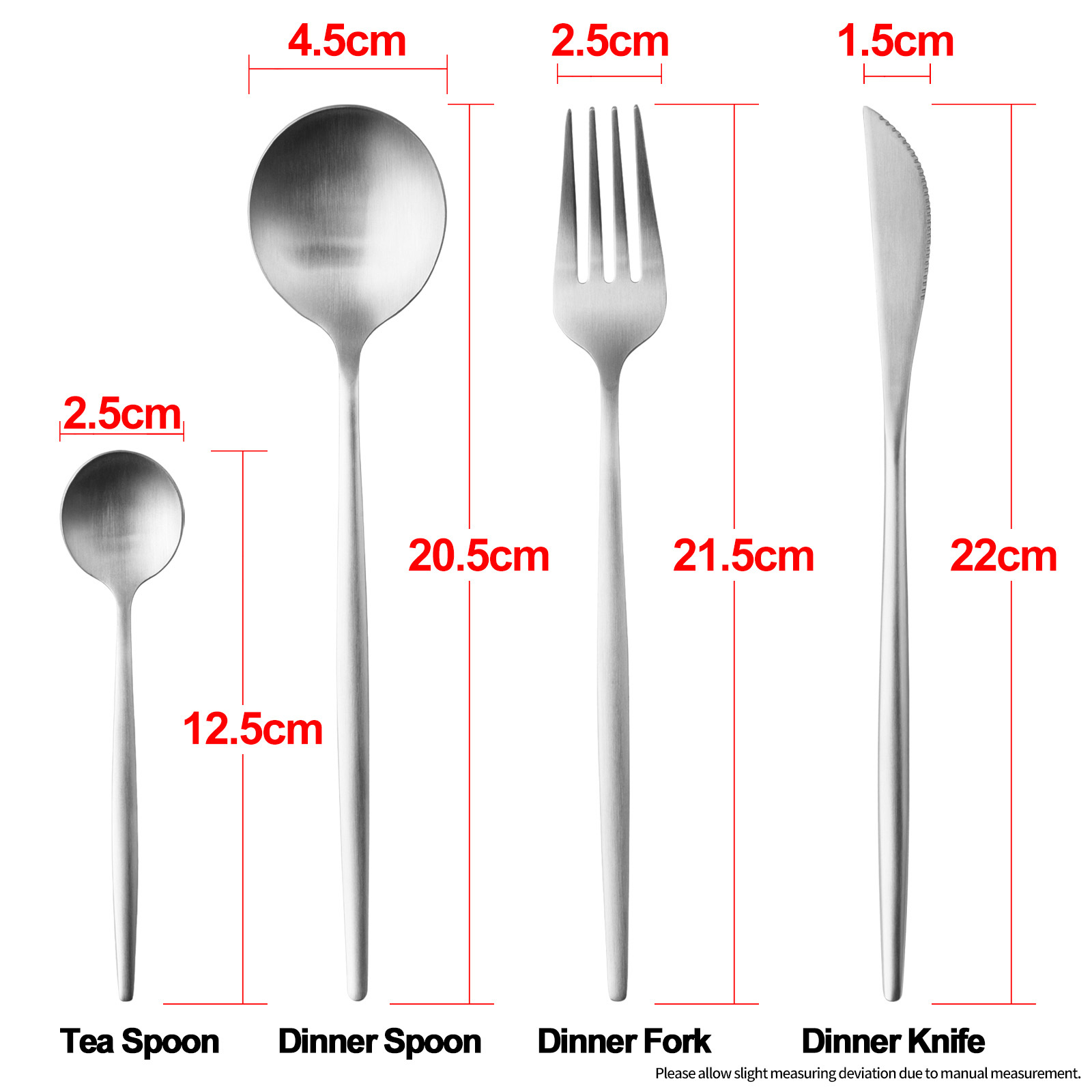 Stainless Steel Knife Fork Spoon Dinnerware Kitchen Cutlery Set 24Pcs Silver