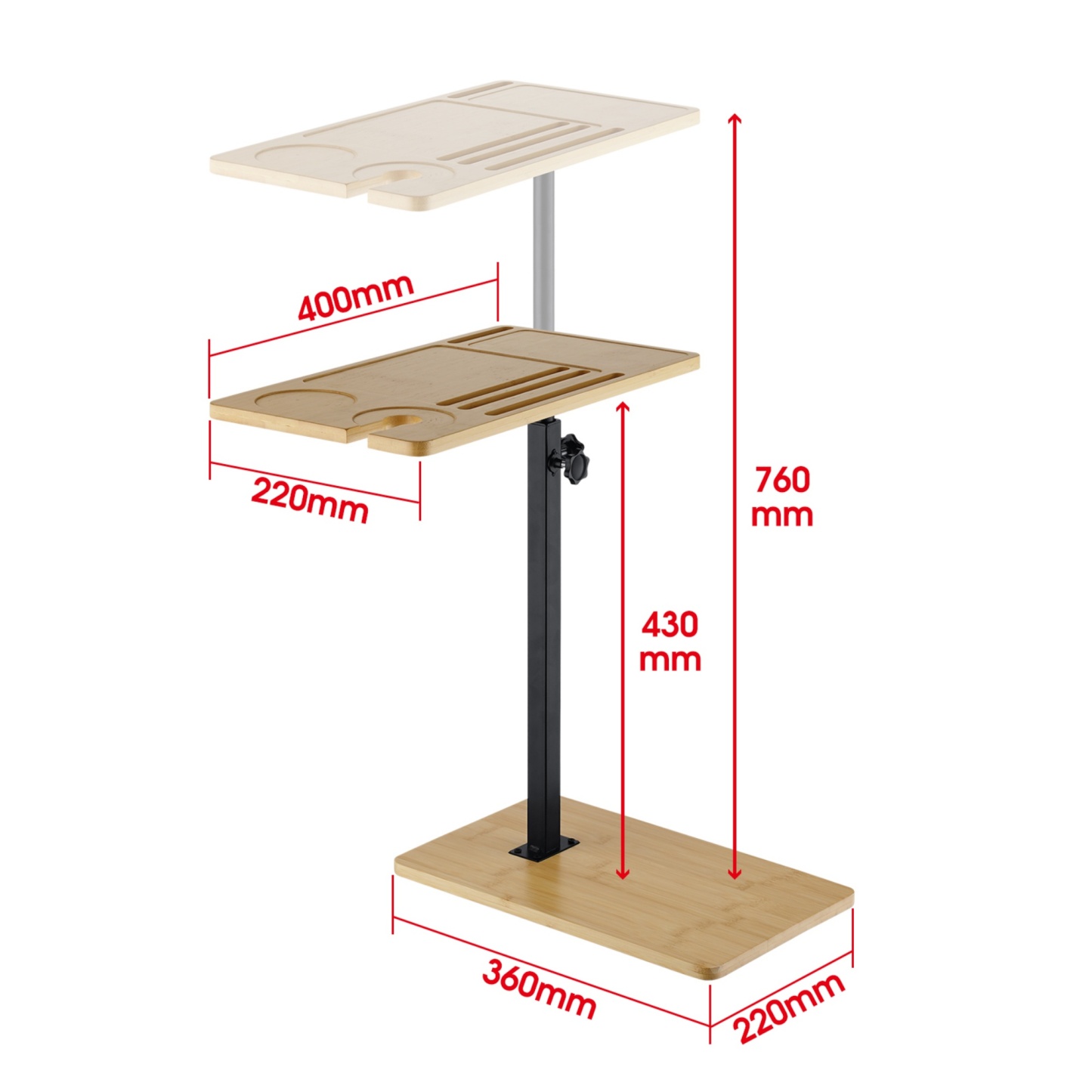 Adjustable Bamboo Bath Tub Side Table Bathroon Wine Phone iPad Holder Shelf Rotatable Sofa Stand Storage Rack