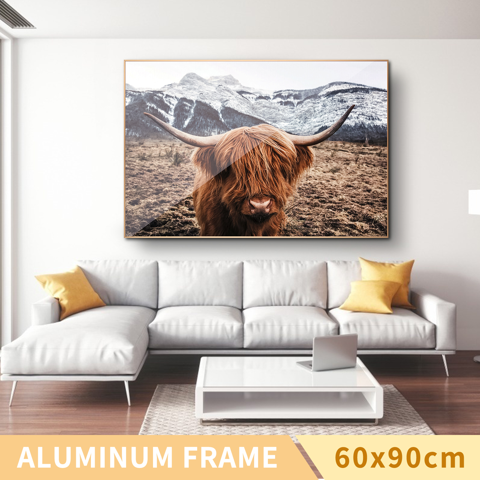 900x600mm Scottish Highland Cattle Cow Wall Art Lifestyle Canvas Print Home Decor