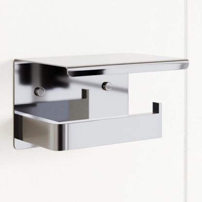 Stainless Steel Toilet Paper Roll Holder Bathroom Wall Mounted Toilet Tissue Storage Hook With Cover Chrome/Black