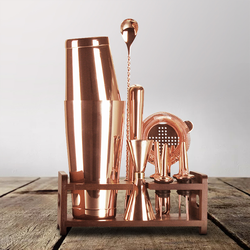 10pc Luxury SS304 Cocktail Shaker Vintage Boston Set Mixer Jigger Kit AU