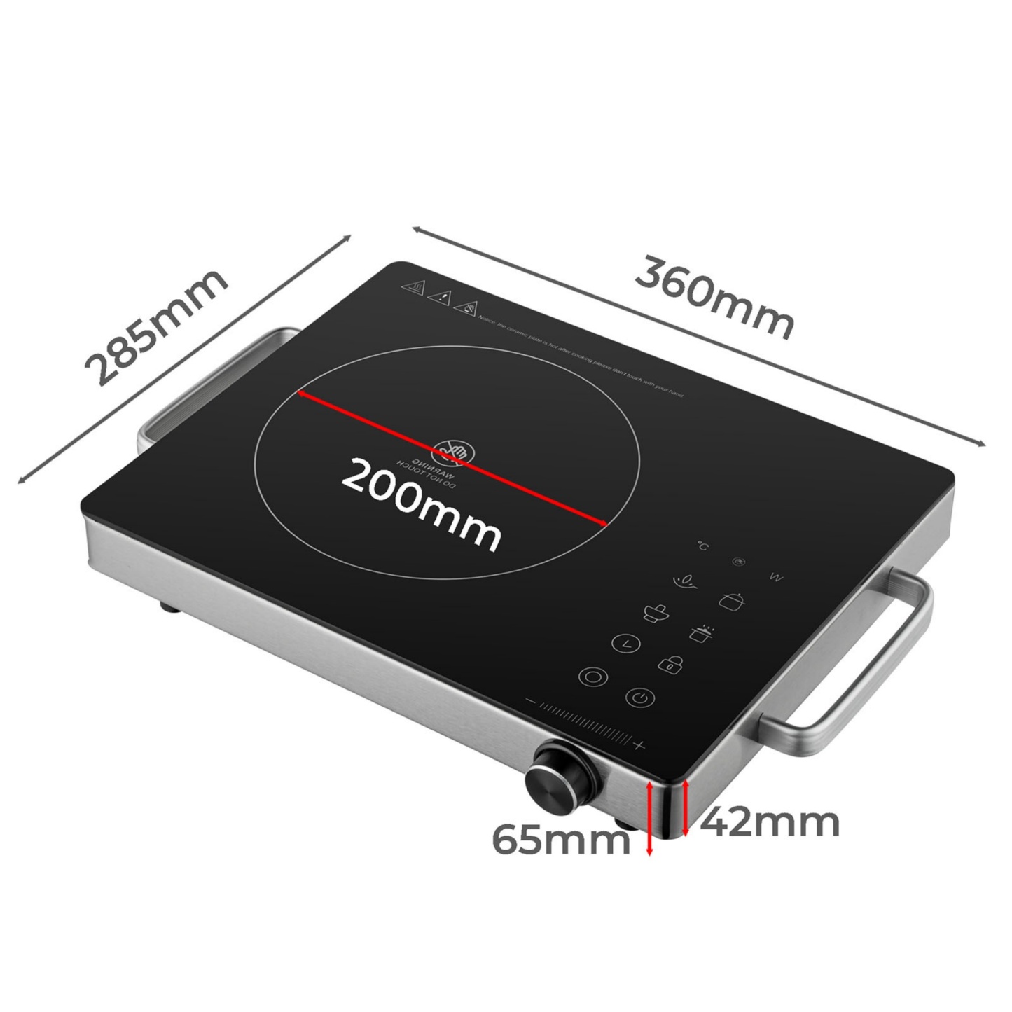 3 Function 2800W Black Portable Ceramic Electric Induction Cooktop Kitchen Hob Plate Stove Touch Knob Control 