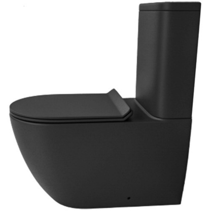 Black Ceramic Tornado Rimless Wall Faced Toilet Suite Bathroom Hygiene Dual Flush Soft Close Seat
