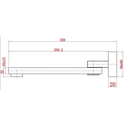 Square Brass Wall Bath Basin Sink Outlet Bathtub 360° Swivel Spout Wall Mounted Faucet