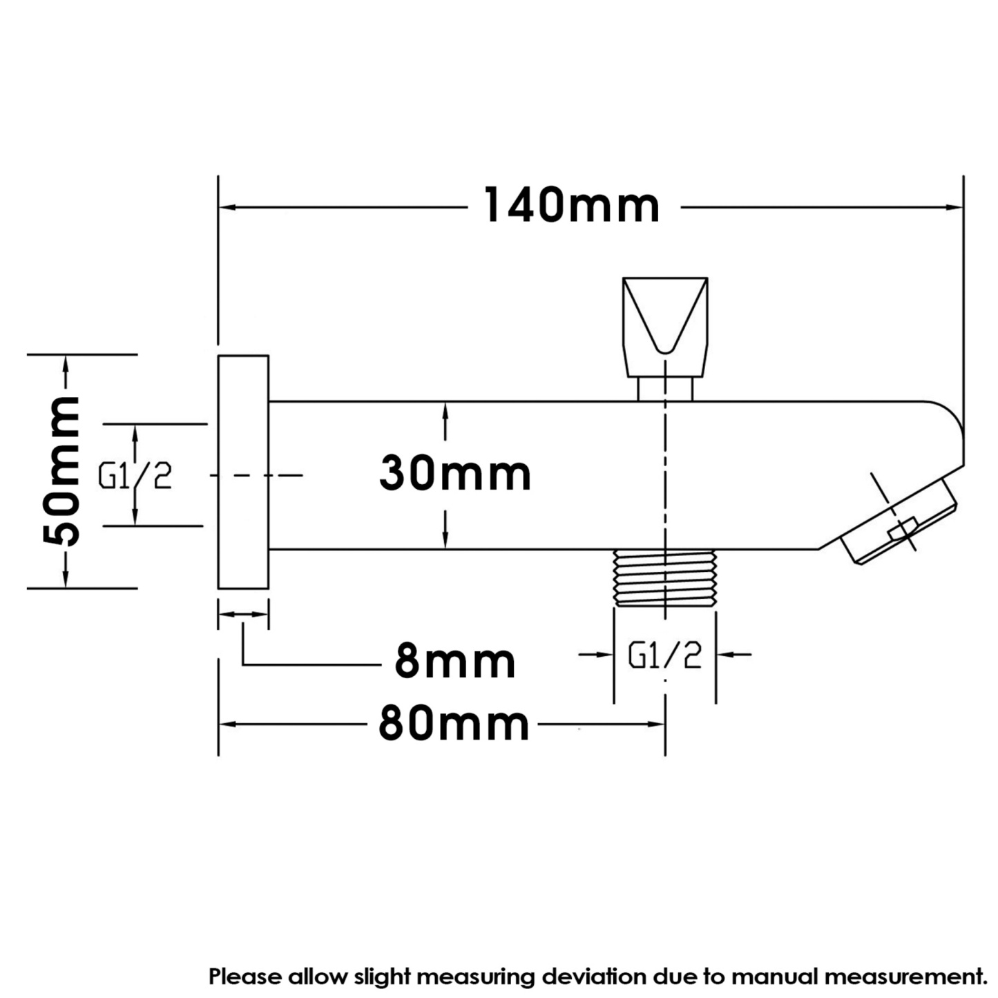Square Wall Mounted Basin Outlet Bathroom Handheld Shower Water Spout Diverter Connector Chrome/Black