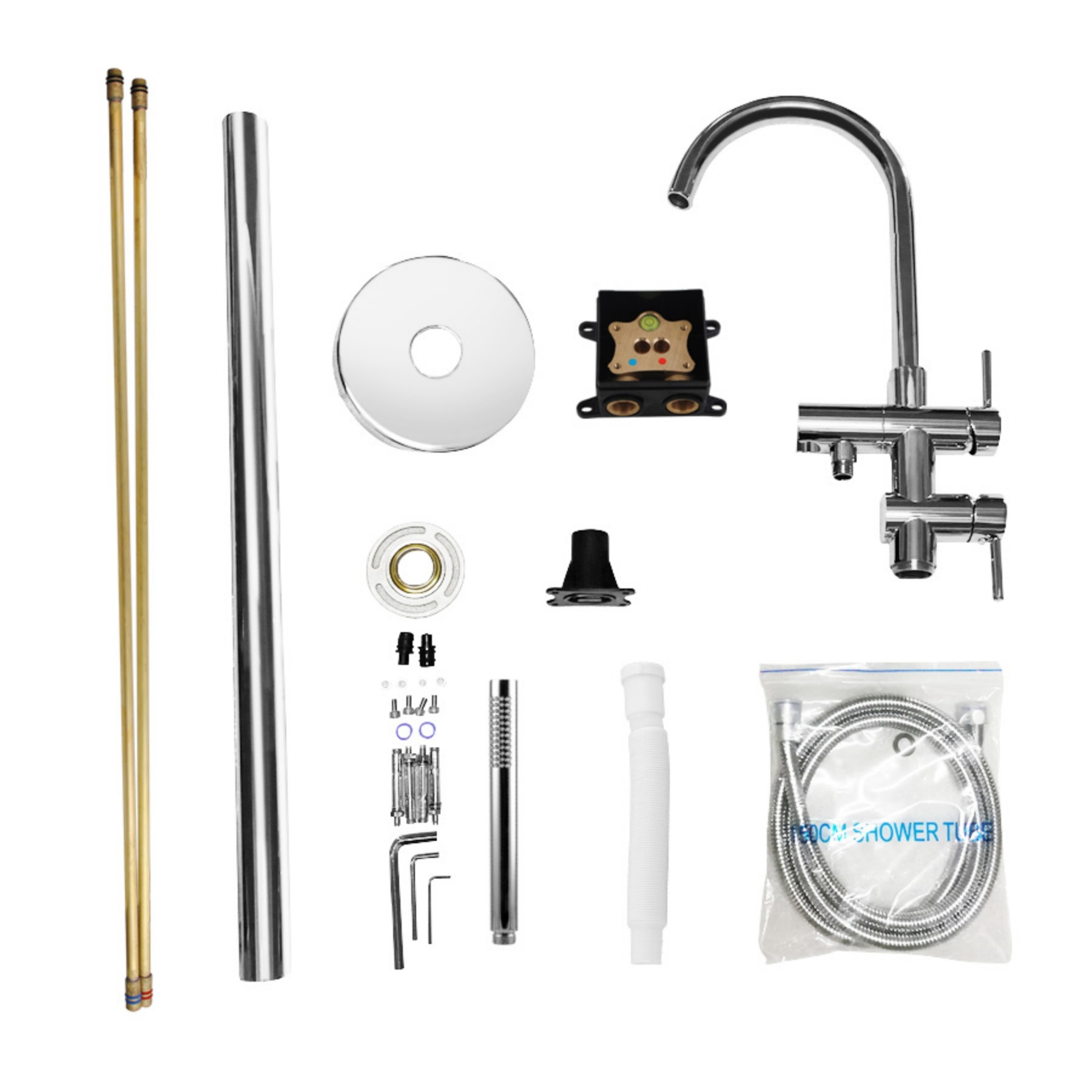 Bathroom Round Floor Mounted Bath Mixer Tap Set Freestanding Bathtub Spout Swivel Handheld Shower Head Diverter Chrome/Black