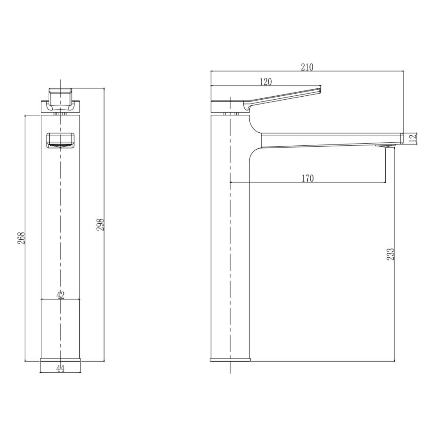 Round Brass Bathroom Basin Tall Mixer Tap Laundry Sink Vanity Flick Counter Top Faucet Chrome/Black/Brushed Gold
