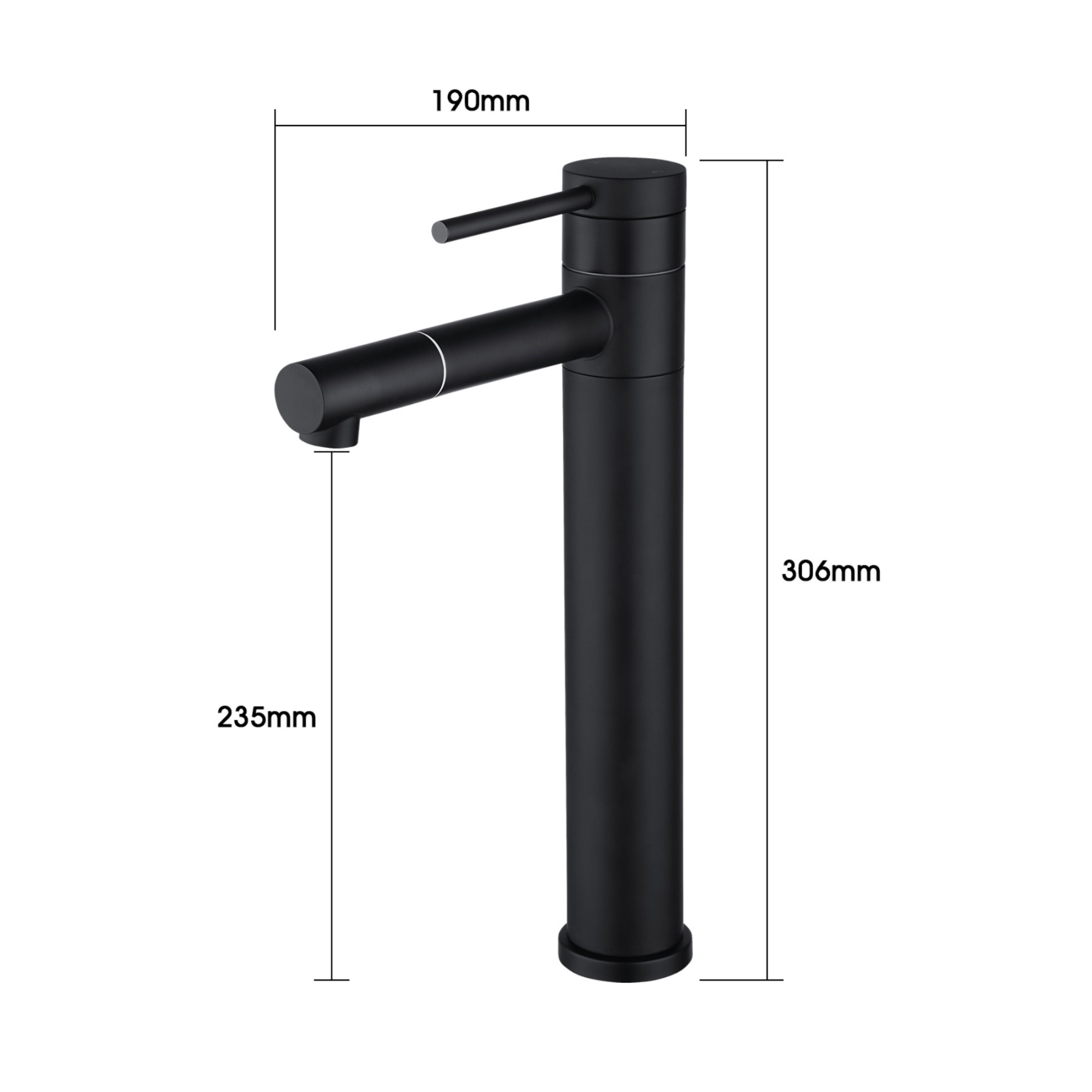 Stainless Steel Round Bath Basin Laundry Sink Vanity Tall Mixer Tap 360° Swivel Spout Flick Faucet Chrome/Black