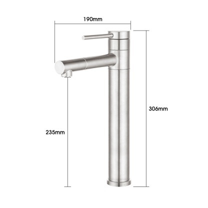 Stainless Steel Round Bath Basin Laundry Sink Vanity Tall Mixer Tap 360° Swivel Spout Flick Faucet Chrome/Black