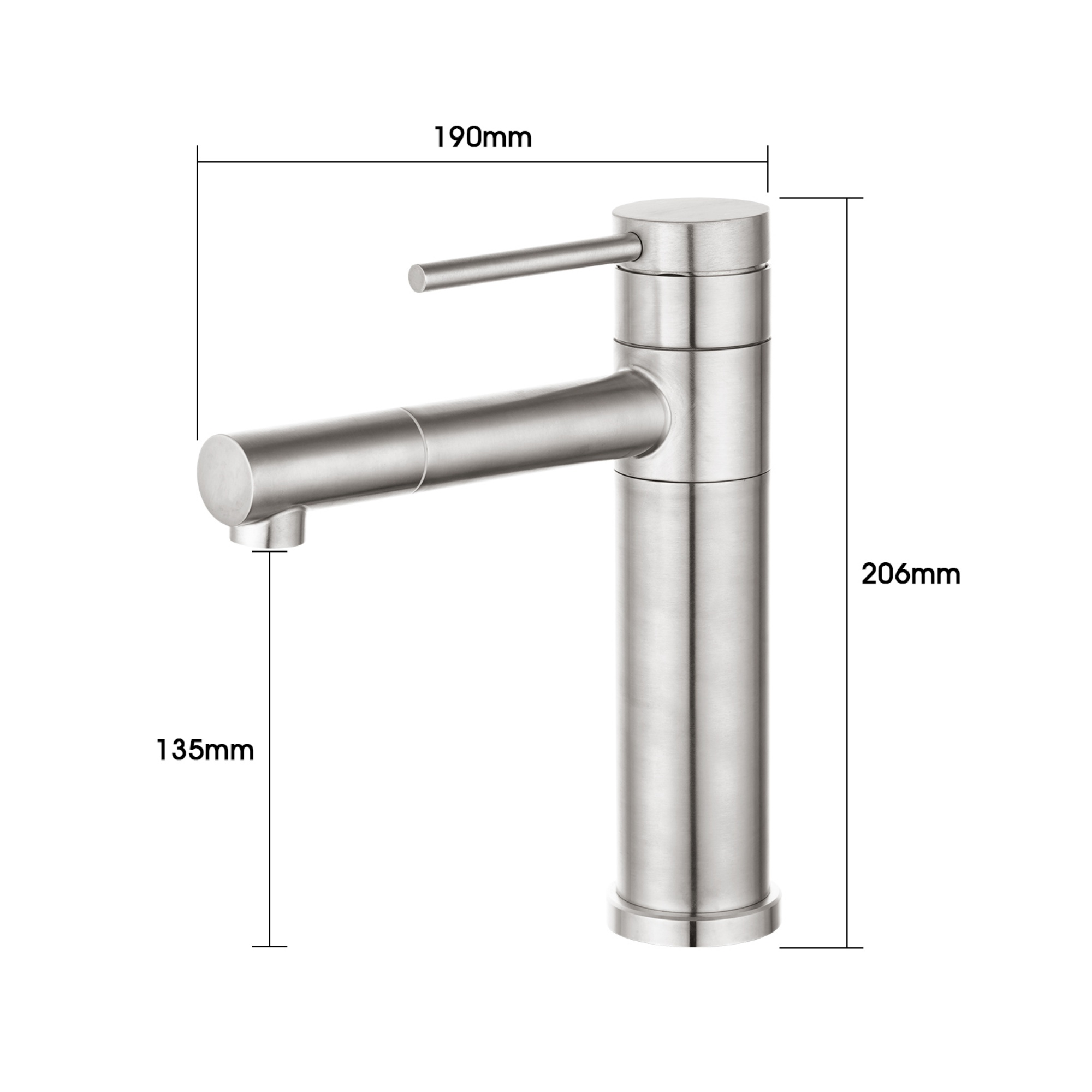 Bath Basin Round Stainless Steel Mixer Tap Laundry Sink Vanity 360° Swivel Nozzle Flick Faucet Chrome/Black