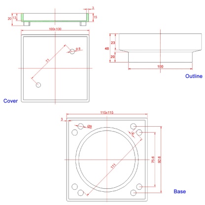 115mm Solid Brass Tile Insert Shower Floor Waste Bathroom Square Great Drain Water Outlet Chrome/Brushed Chrome