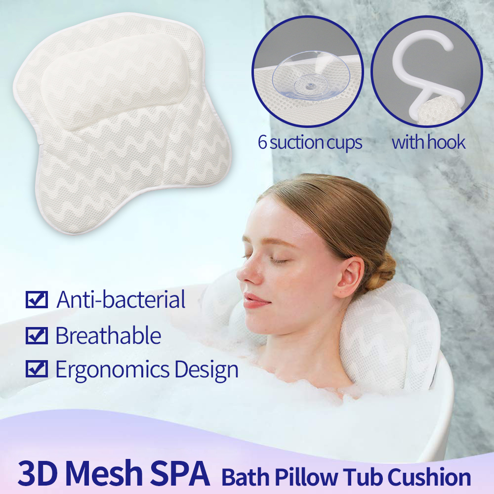 Home Spa Non-slip Neck Back Shoulders Support Bathtub Pillow Cushion Waterproof