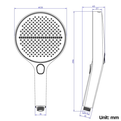 150mm 4 Function Bathroom Hand-Held Shower Head Round High Pressure Bath Spray Handheld Shower Rose Chrome/Black