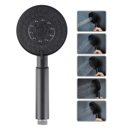 5 Functions Round Rainfall Handheld Shower Head Bathroom Spray Handheld Shower Rose Chrome/Matte Black