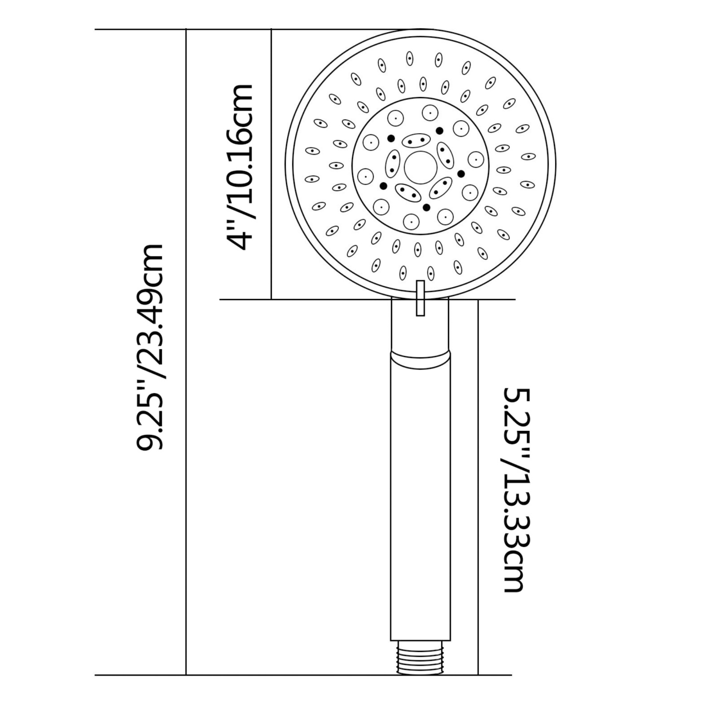 5 Functions Chrome Round Rainfall Handheld Shower Head Bathroom Spray Handheld Shower Rose
