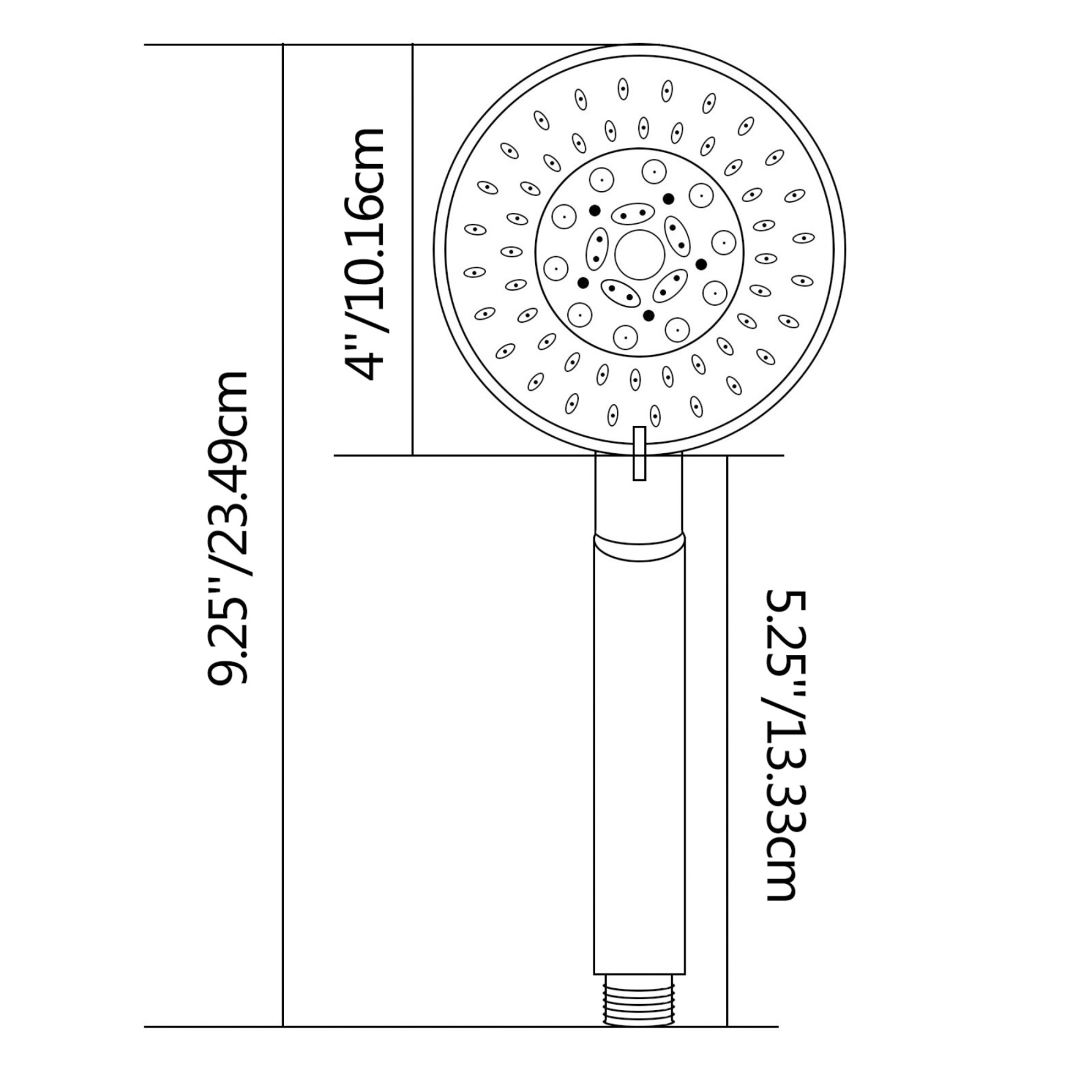 5 Functions Chrome Round Rainfall Handheld Shower Head Bathroom Spray Handheld Shower Rose