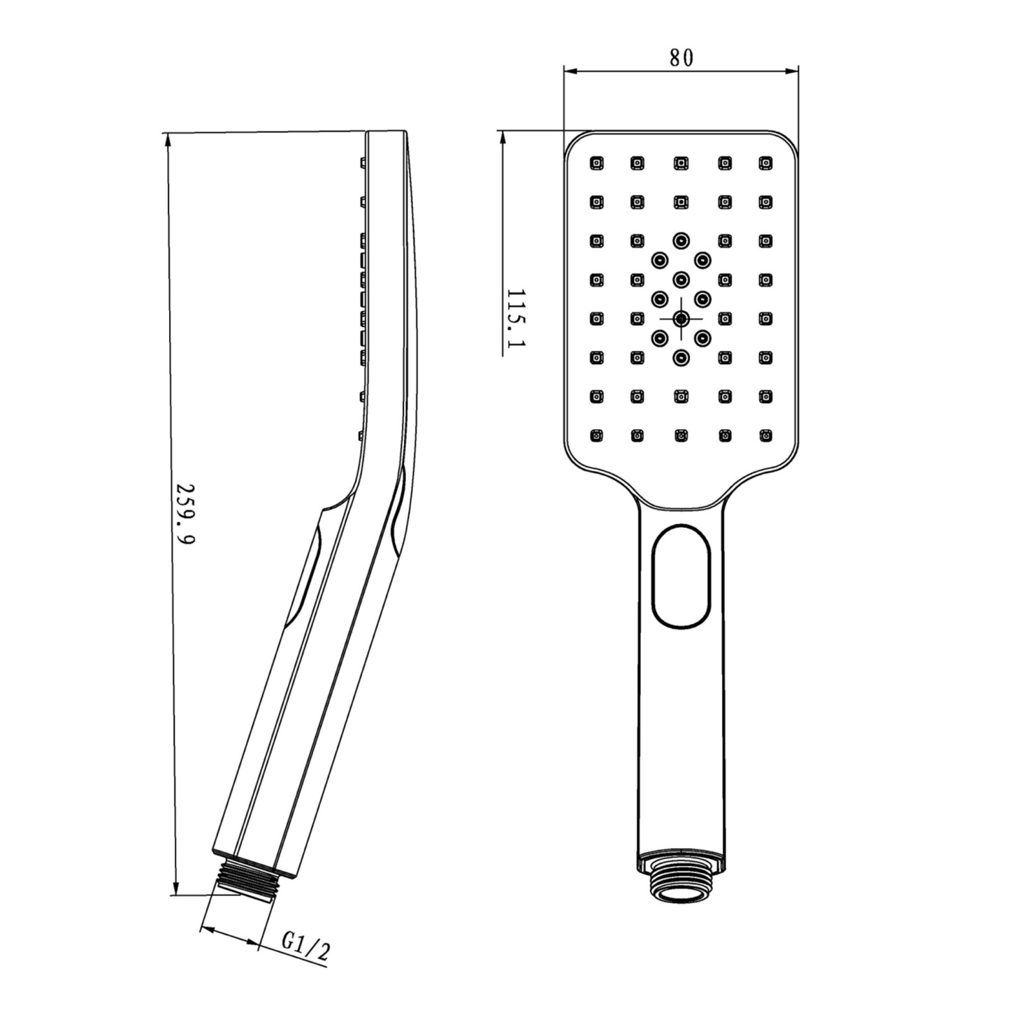 3 Function Square Hand-held Shower Head Bath Rainfall Spray Handheld Shower Rose