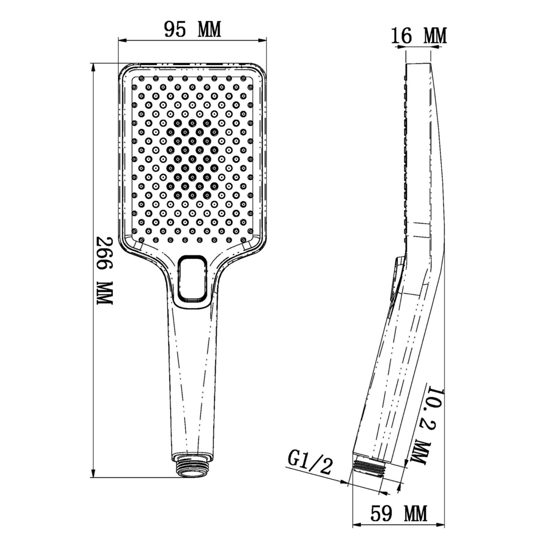 3 Mode Spray Function Square Bathroom Handheld Shower Head High Pressure Bath Shower Rose Chrome/Black