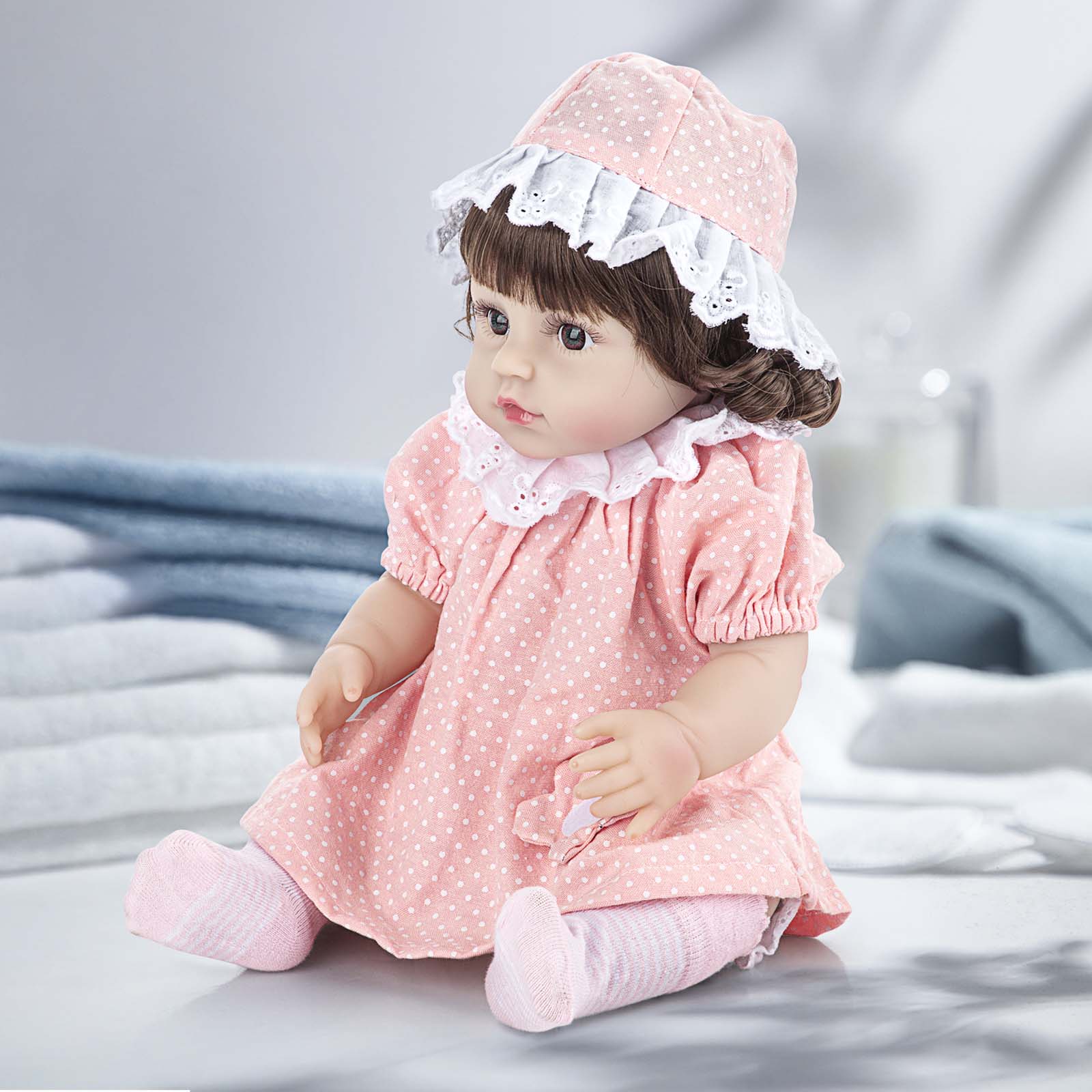 18" 46cm Lifelike Reborn Baby Doll Girl Full Body Realistic Silicone Babies Girl Gift Waterproof