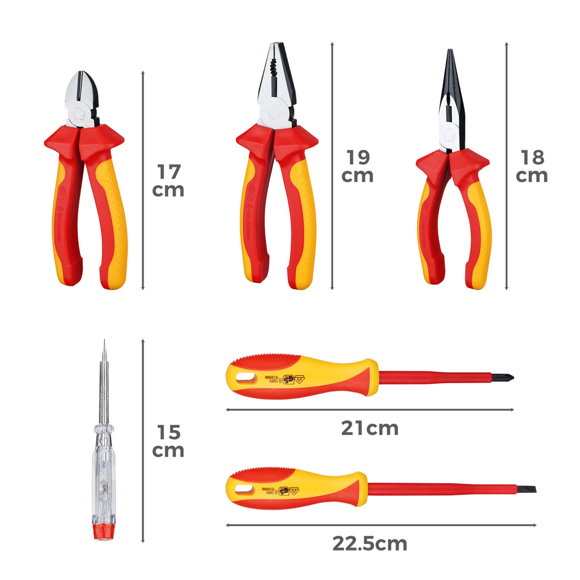 7PCs Insulated Electrician Tools Set Portable Linesman Pliers Screwdrivers Hand Tools Kit 1000V Vde