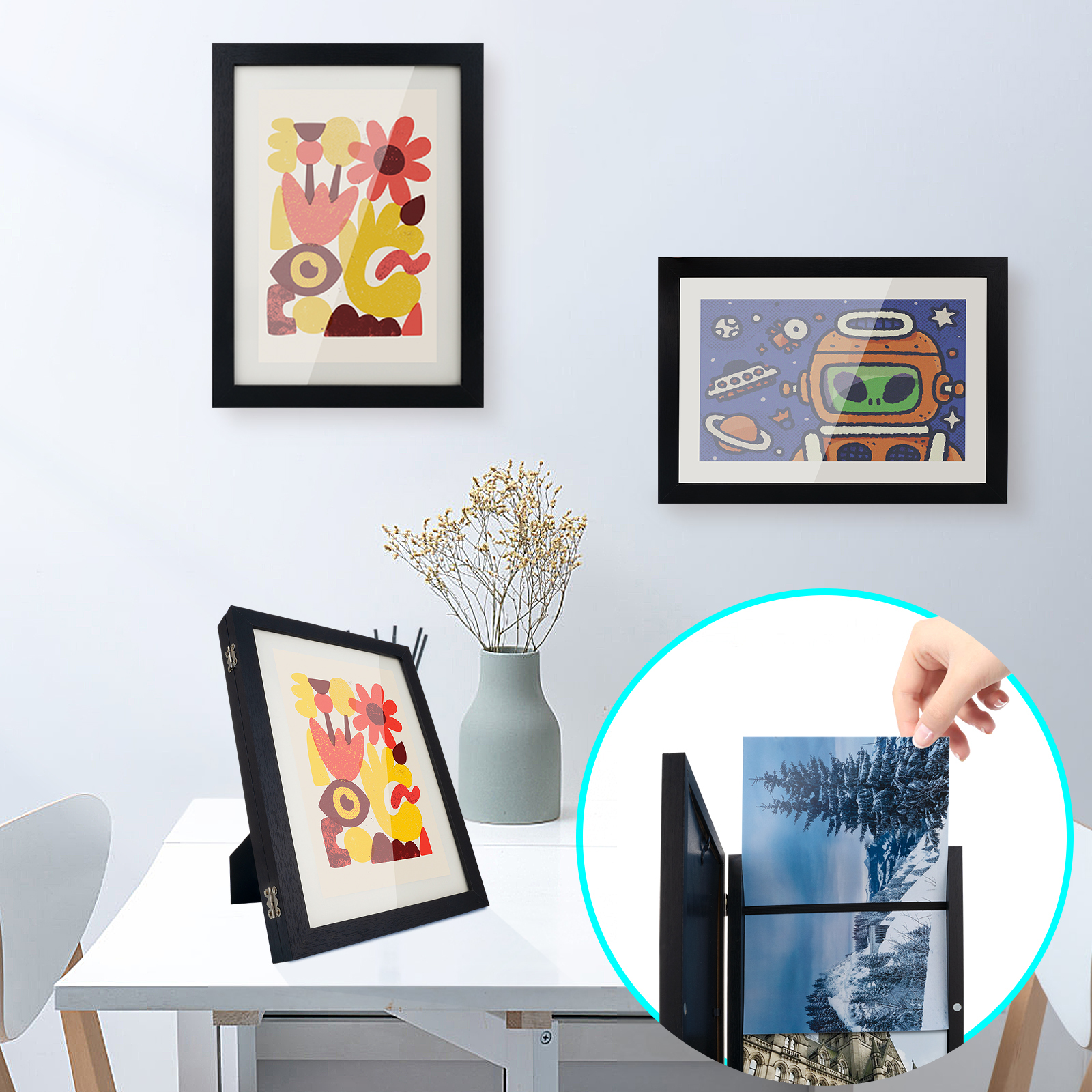 A4 Children Kids Art Black Colour Frame Stand Table Desk Decor Storage Display