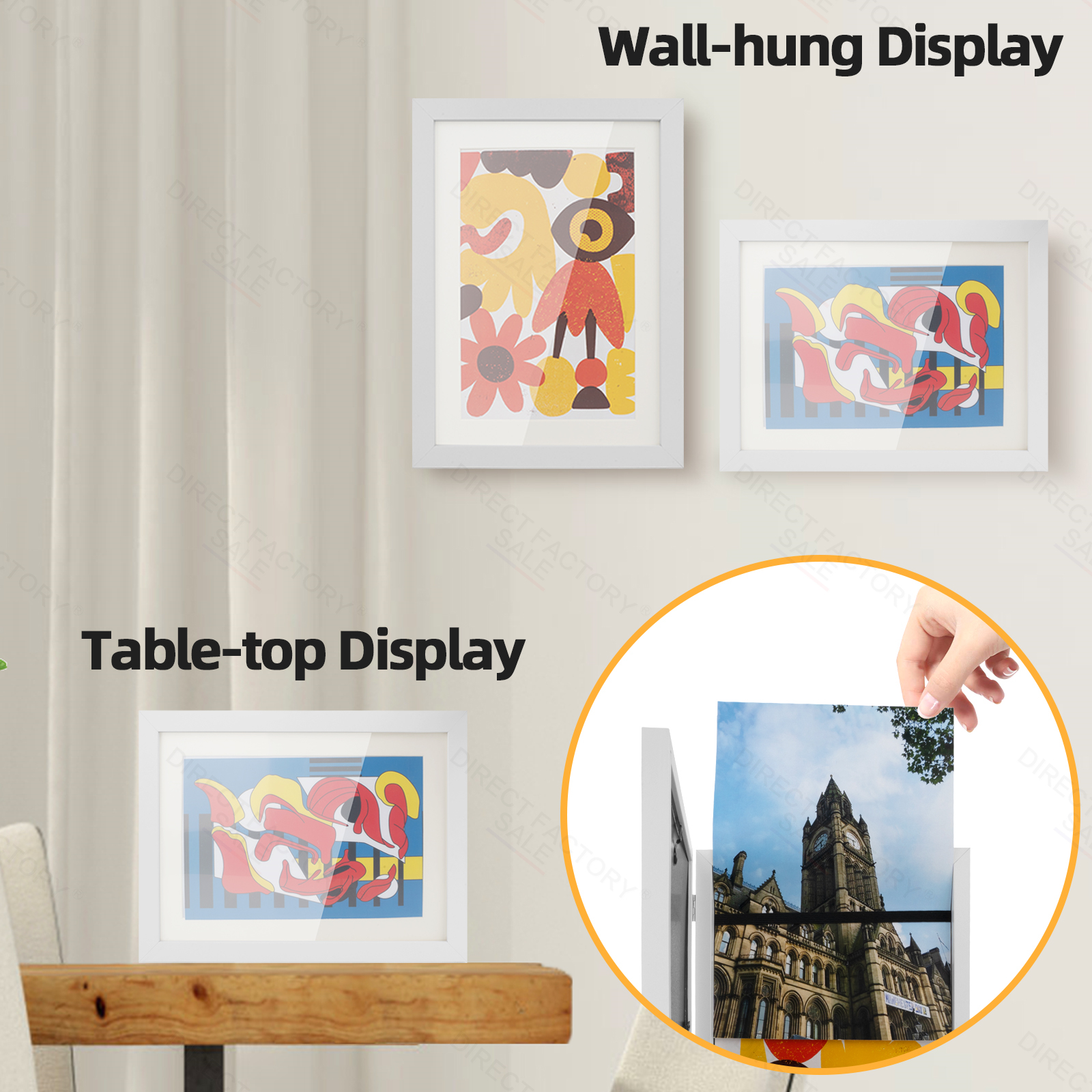 Children Kids Art White Colour Frame with Stand Table Desk Decor Storage Display