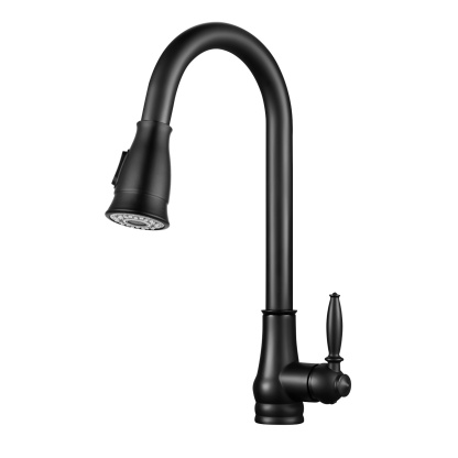 Round Pull-Out Kitchen Laundry Sink Mixer Tap 2 Function Spray 360° Swivel Faucet Chrome/Black