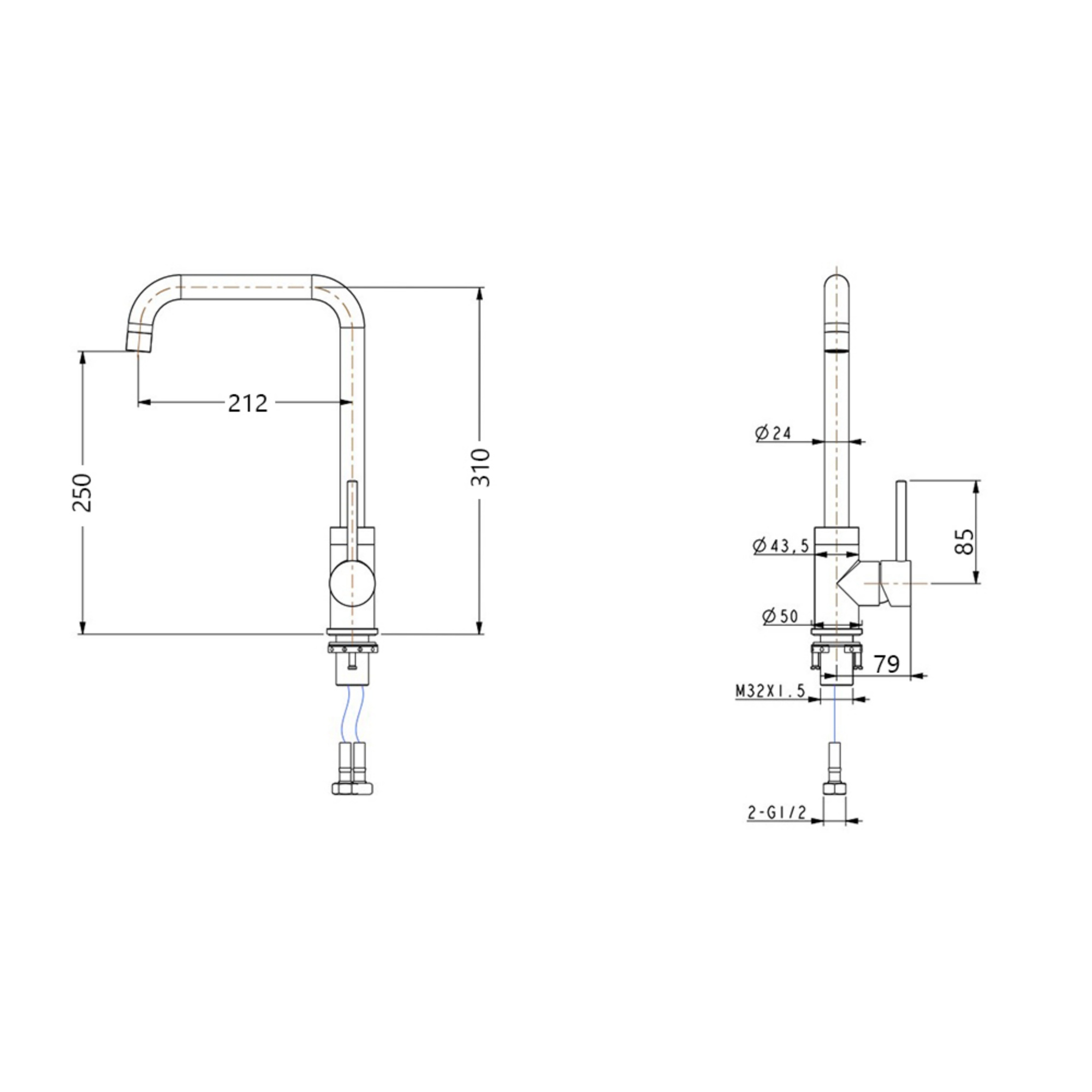 360° Swivel Round Brass Gooseneck Kitchen Sink Mixer Tap Laundry Basin Vanity 2 Mode Spray Spout Faucet Chrome/Yellow Gold