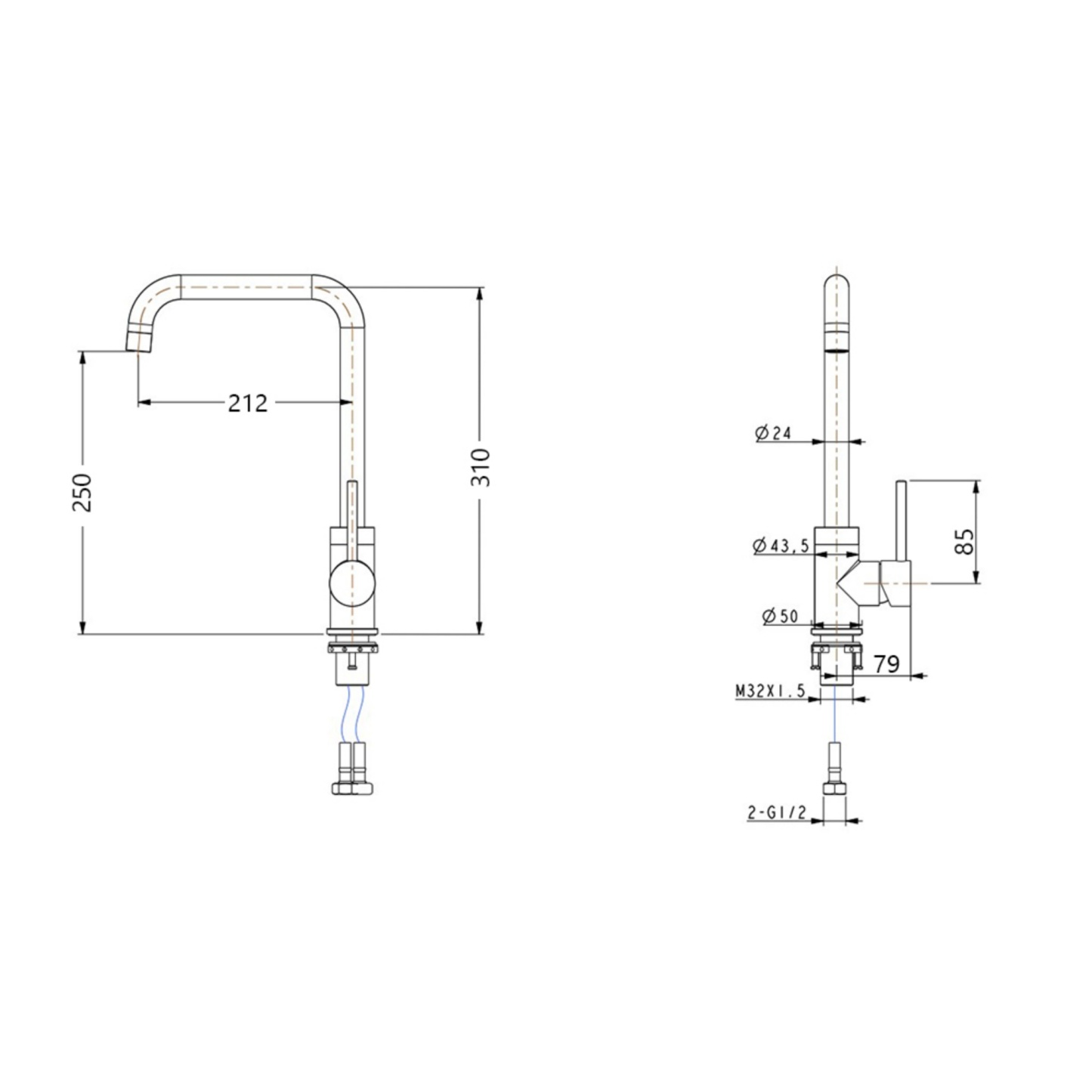 360° Swivel Round Brass Gooseneck Kitchen Sink Mixer Tap Laundry Basin Vanity 2 Mode Spray Spout Faucet Chrome/Yellow Gold