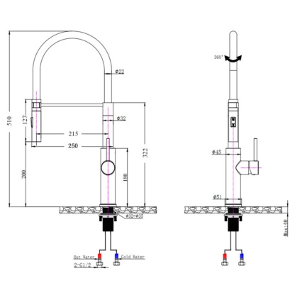 360° Swivel Pull-Out Kitchen Sink Mixer Tap 2 Function Laundry Basin Spout Faucet Chrome/Matte Black