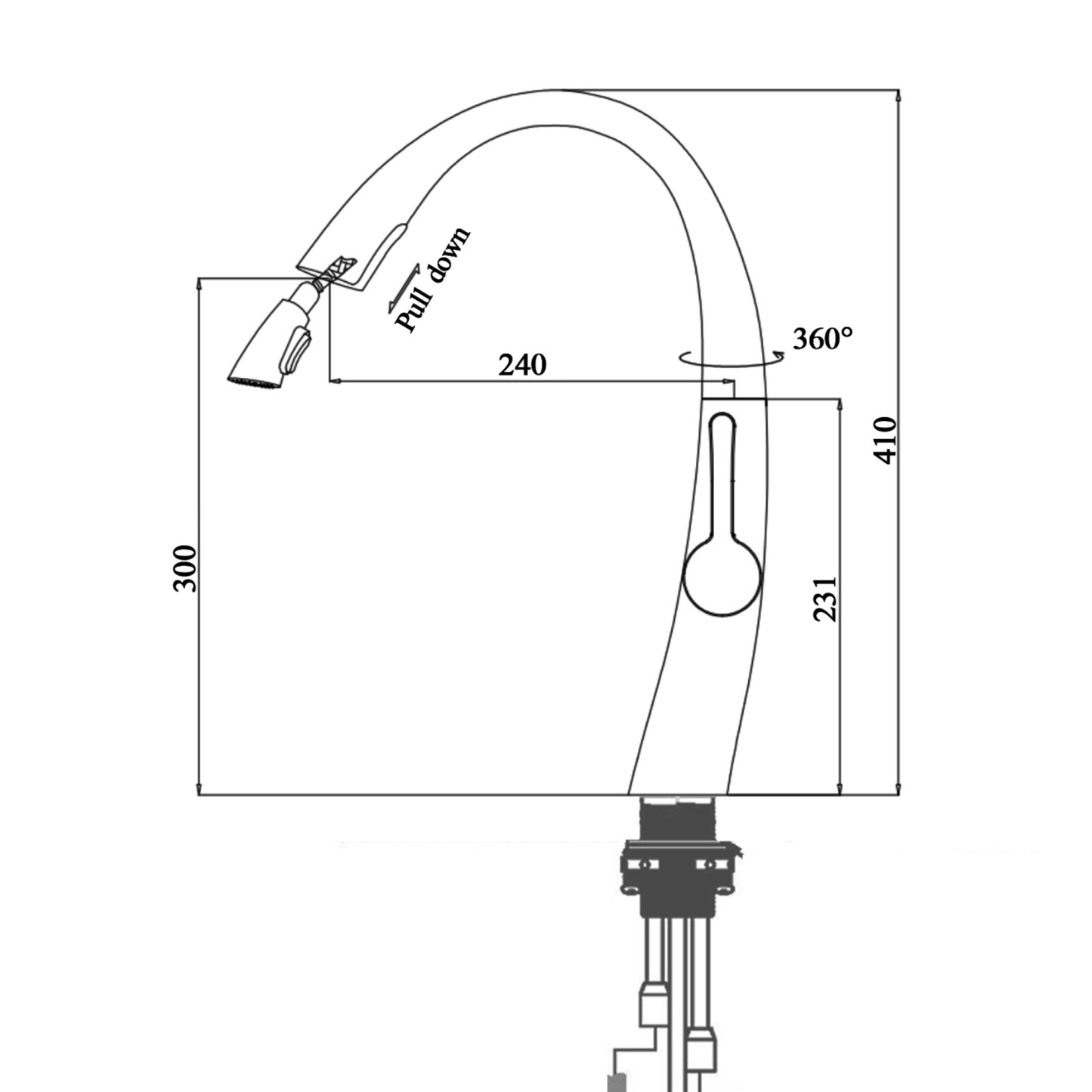 Brass 2 Spray Pattern Pull Out Kitchen Laundry Sink Basin Mixer Tap 360° Swivel Spout Deck-mounted Vanity Faucet Chrome/Black/Yellow Gold