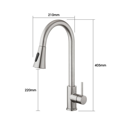 2 Function Pull-Out Kitchen Sink Mixer Tap Stainless Steel 360° Swivel Spout Laundry Basin Sink Faucet