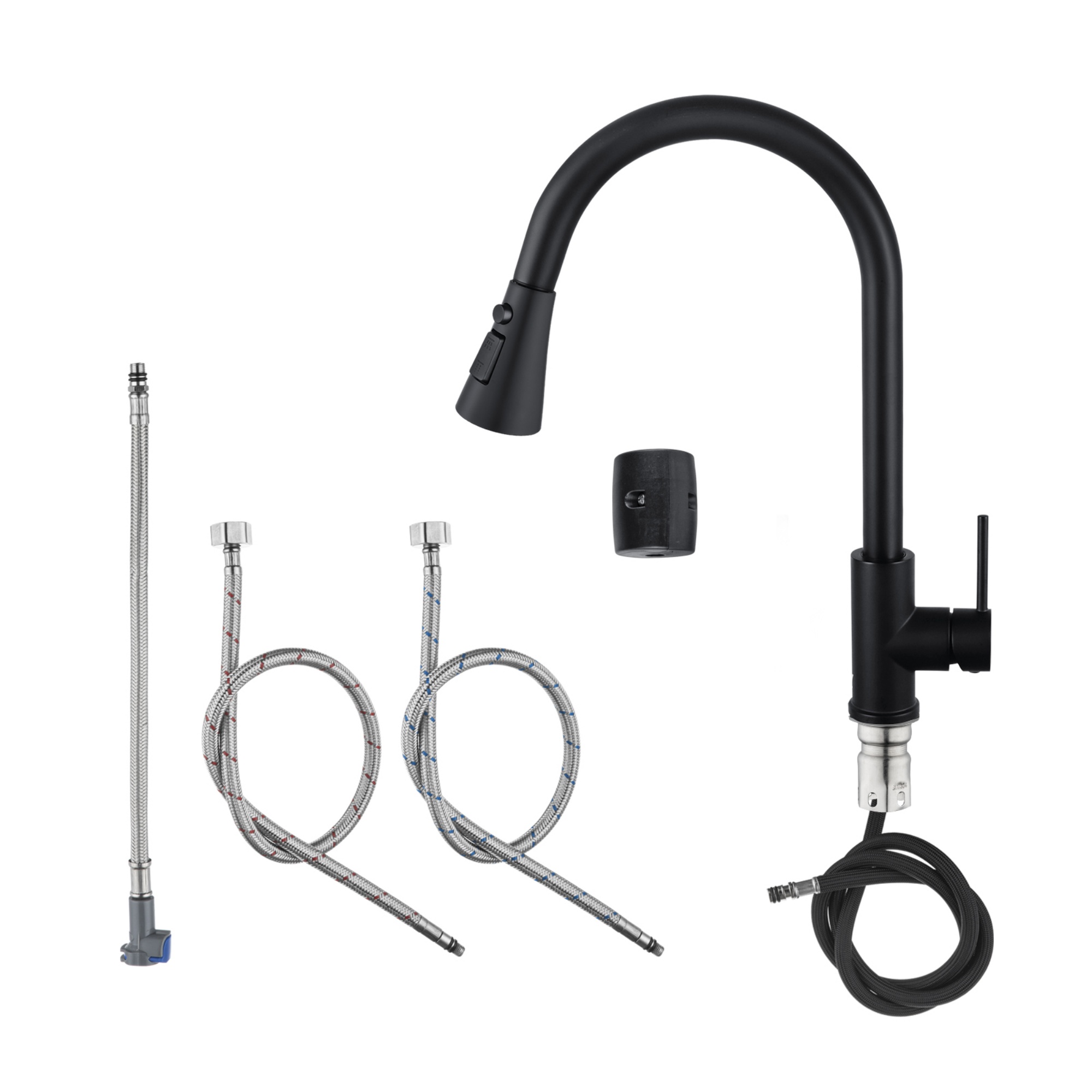 Stainless Steel 3 Function Pull Out Kitchen Sink Mixer Tap Laundry Basin 360° Swivel Spout Faucet Chrome/Black/Brushed Yellow Gold