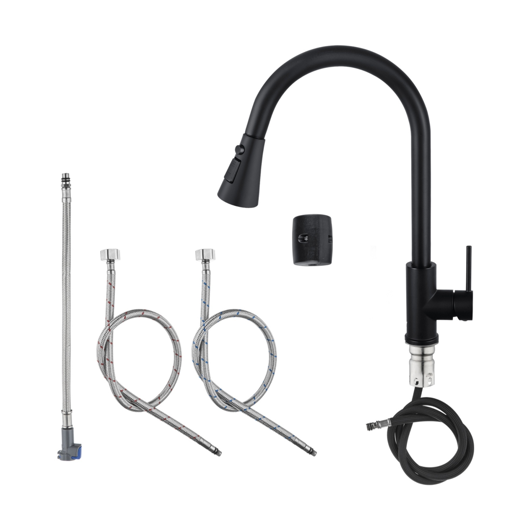 Stainless Steel 3 Function Pull Out Kitchen Sink Mixer Tap Laundry Basin 360° Swivel Spout Faucet Chrome/Black/Brushed Yellow Gold