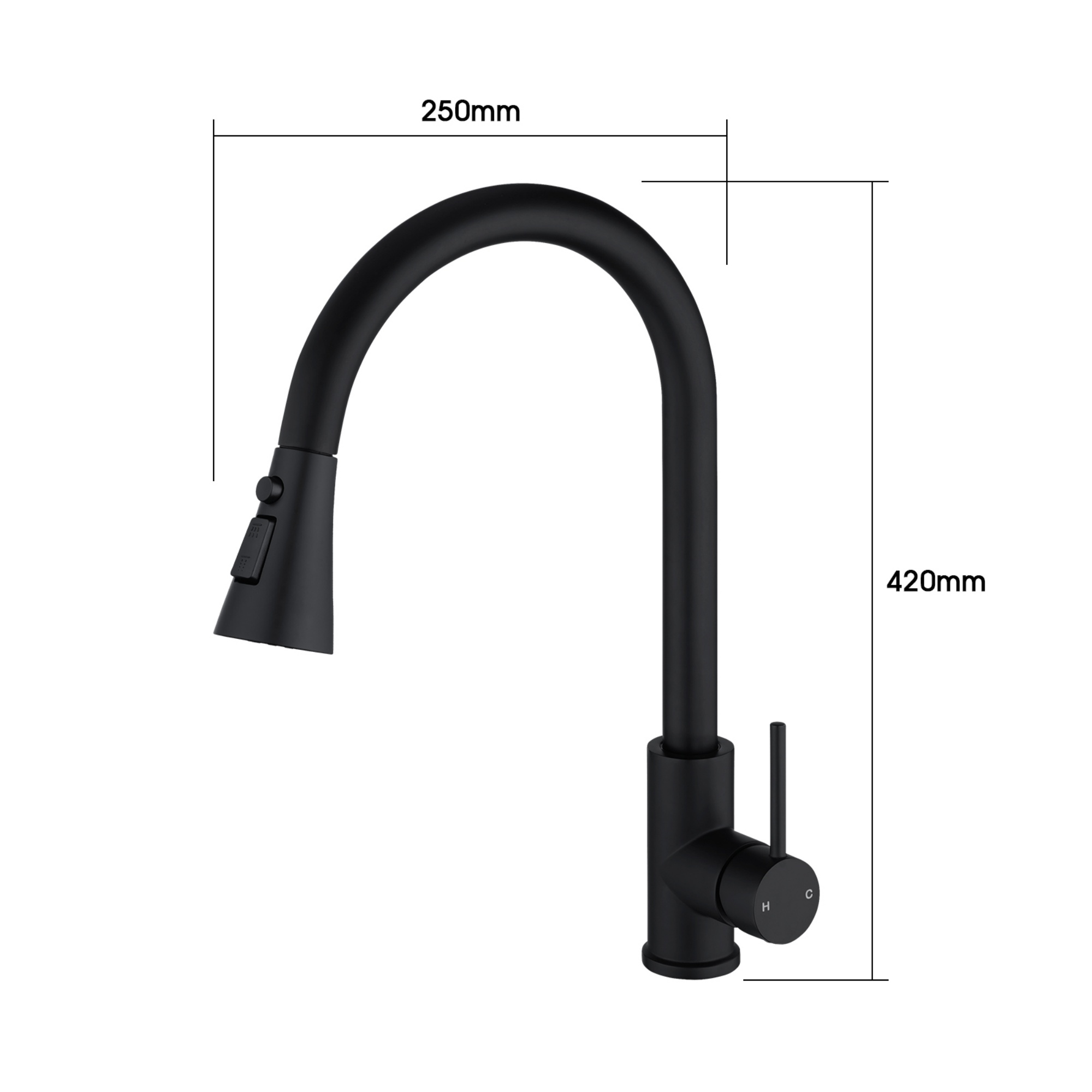 Stainless Steel 3 Function Pull Out Kitchen Sink Mixer Tap Laundry Basin 360° Swivel Spout Faucet Chrome/Black/Brushed Yellow Gold