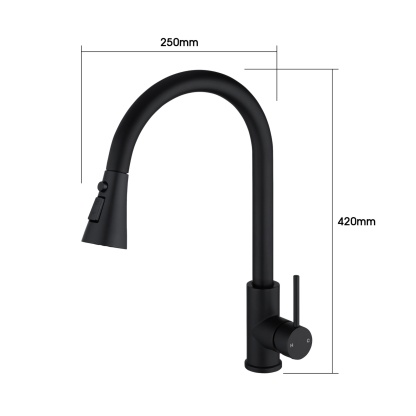 Stainless Steel 3 Function Pull Out Kitchen Sink Mixer Tap Laundry Basin 360° Swivel Spout Faucet Chrome/Black/Brushed Yellow Gold