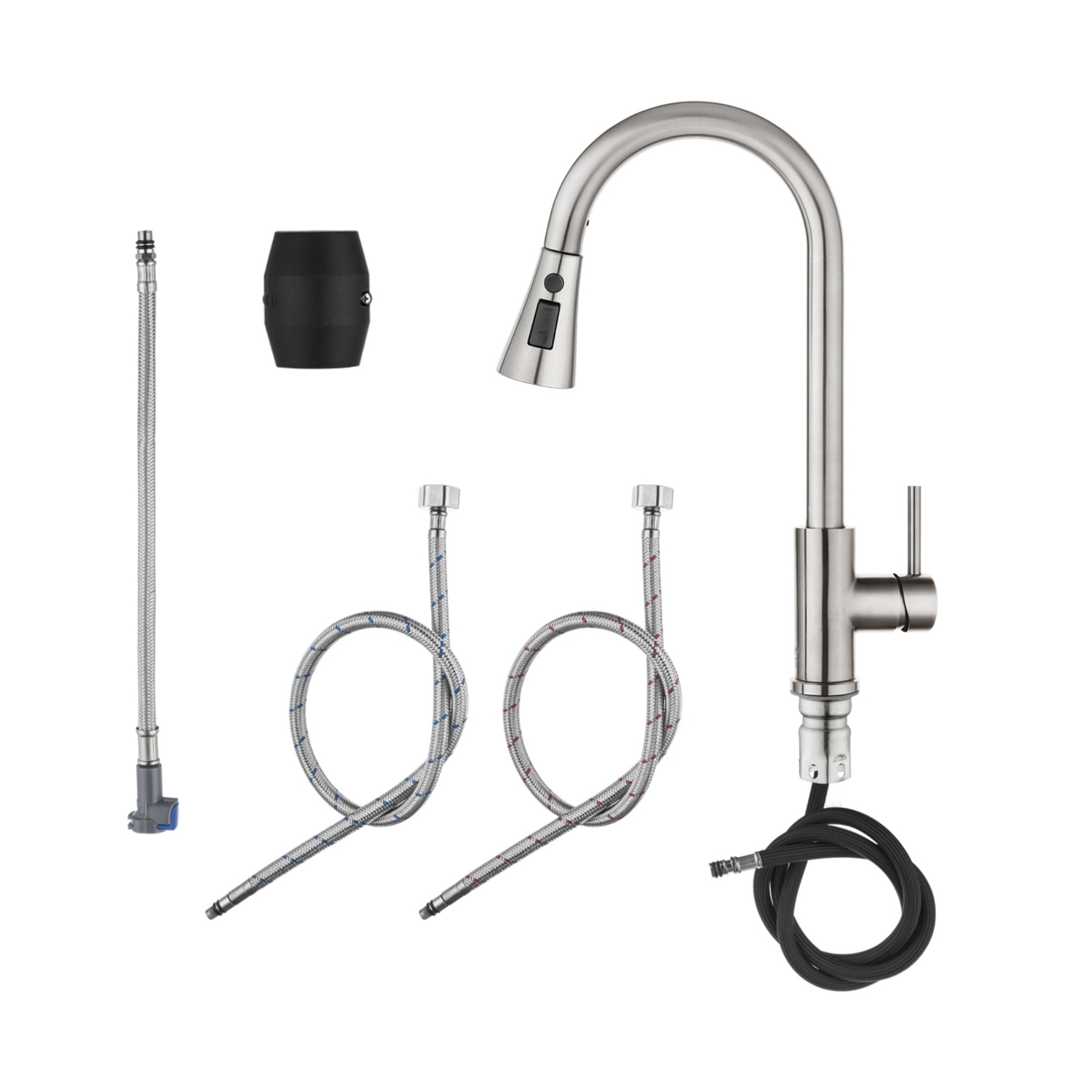 Stainless Steel 3 Function Pull Out Kitchen Sink Mixer Tap Laundry Basin 360° Swivel Spout Faucet Chrome/Black/Brushed Yellow Gold