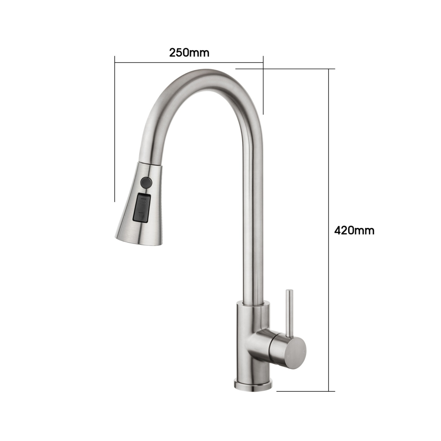 Stainless Steel 3 Function Pull Out Kitchen Sink Mixer Tap Laundry Basin 360° Swivel Spout Faucet Chrome/Black/Brushed Yellow Gold