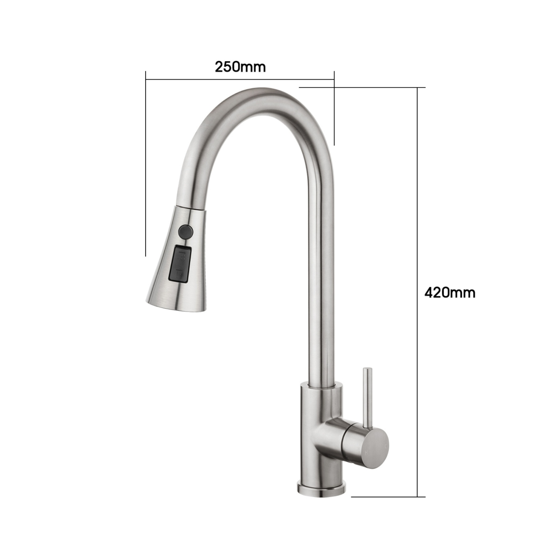 Stainless Steel 3 Function Pull Out Kitchen Sink Mixer Tap Laundry Basin 360° Swivel Spout Faucet Chrome/Black/Brushed Yellow Gold
