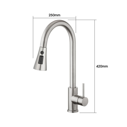 Stainless Steel 3 Function Pull Out Kitchen Sink Mixer Tap Laundry Basin 360° Swivel Spout Faucet Chrome/Black/Brushed Yellow Gold