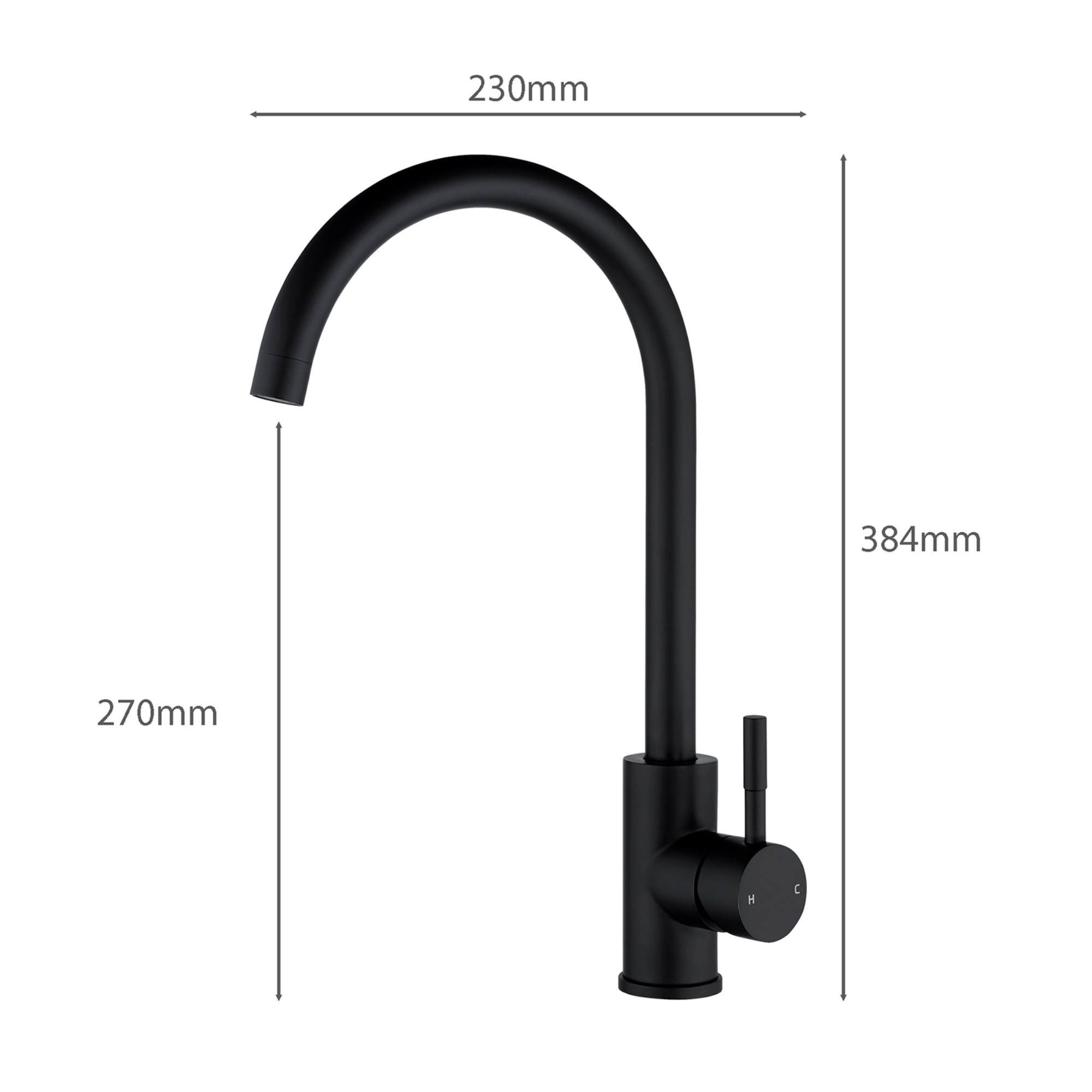 Stainless Steel Round Kitchen Sink Mixer Tap 360° Swivel Spout Laundry Basin Faucet Chrome/Matte Black