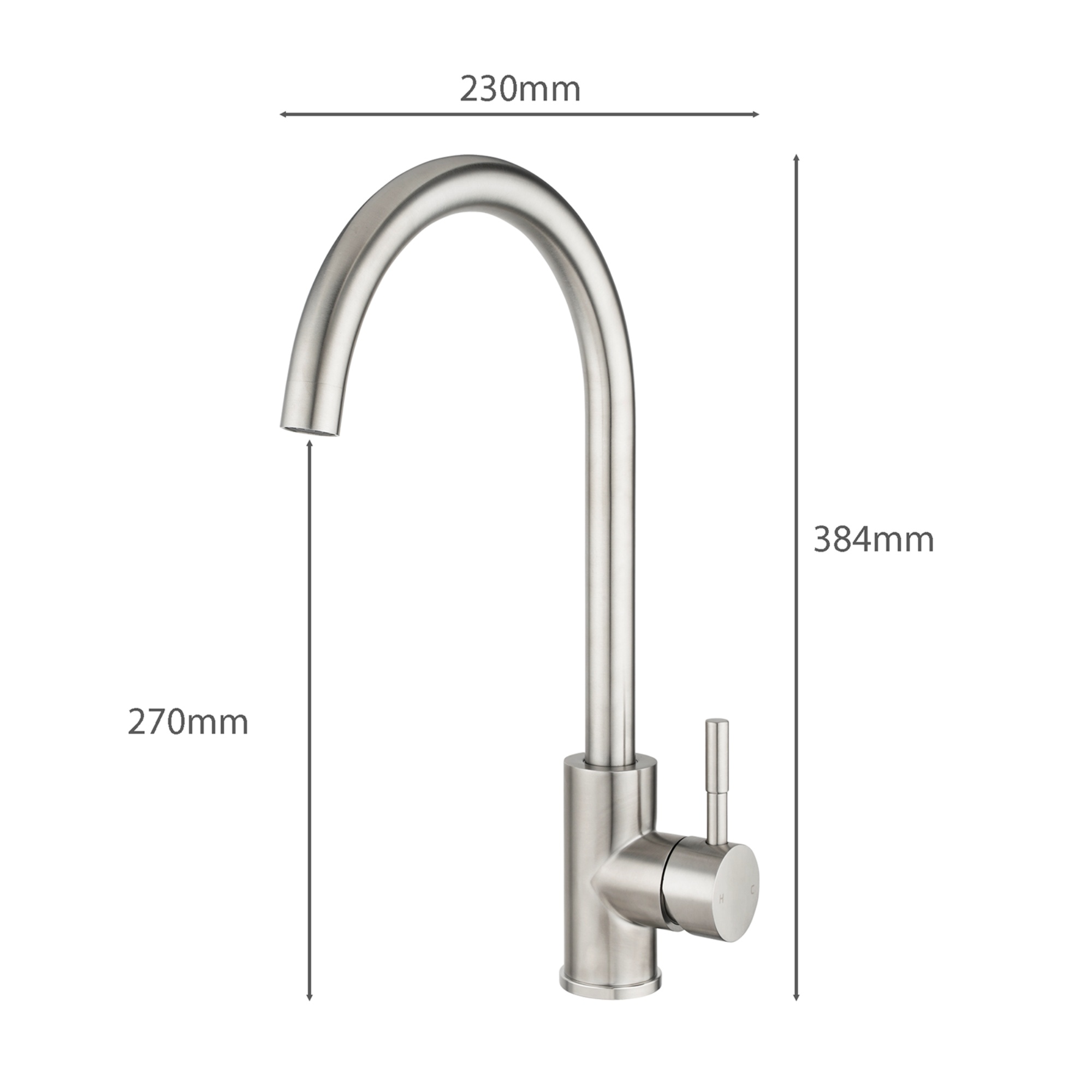 Stainless Steel Round Kitchen Sink Mixer Tap 360° Swivel Spout Laundry Basin Faucet Chrome/Matte Black