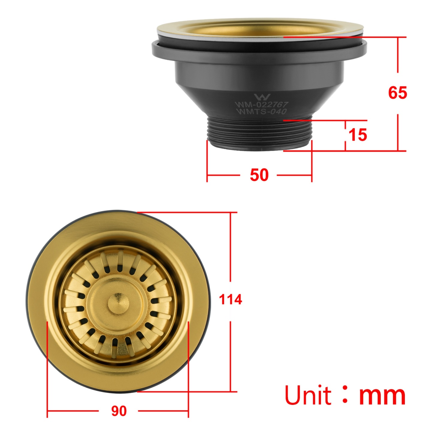 Stainless Steel Kitchen Laundry Sink Strainer Waste Replacement Drain Filtet Drainer Brushed Nickel/Black/Gold