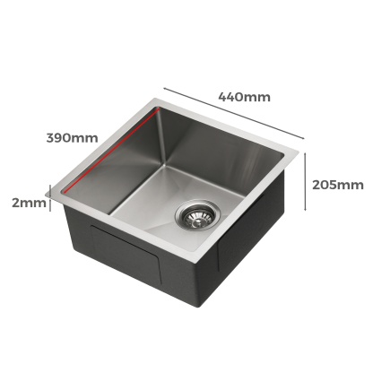 440x440mm Single Stainless Steel Kitchen Sink Smart Hand Free Drainage Top/Flush/Under Mount Satin Brush/Nano Black/Yellow Gold