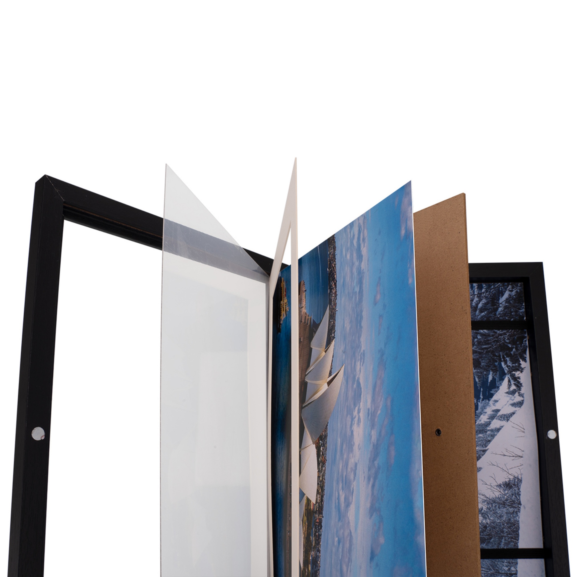 A4 2PCs Wooden Kids Artwork Frames Children Art Projects Display Frames Black / Light Timber / White
