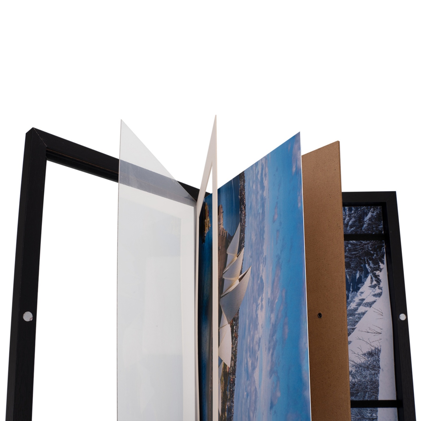 A4 2PCs Wooden Kids Artwork Frames Children Art Projects Display Frames Black / Light Timber / White