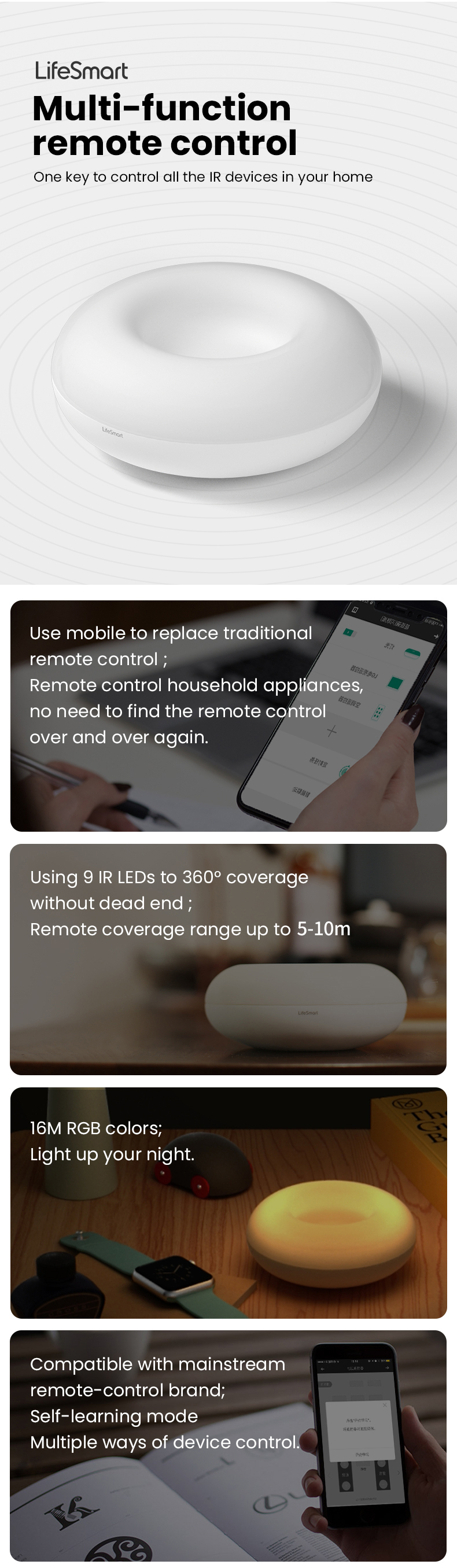 WiFi-IR Universal Smart Home Remote Controller Spot Hub APP&Voice Control AU 4 in 1 Function IR Devices